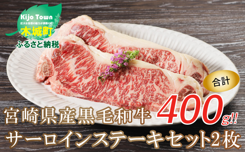 K03_0020＜宮崎県産黒毛和牛サーロインステーキセット 2枚 400ｇ＞