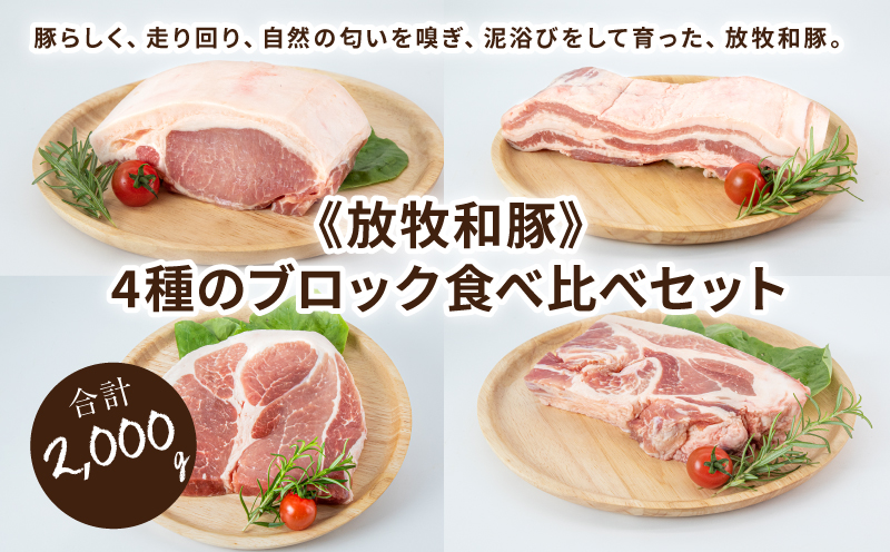 ≪放牧和豚≫4種のブロック食べ比べセット【合計2kg】 K26_0042